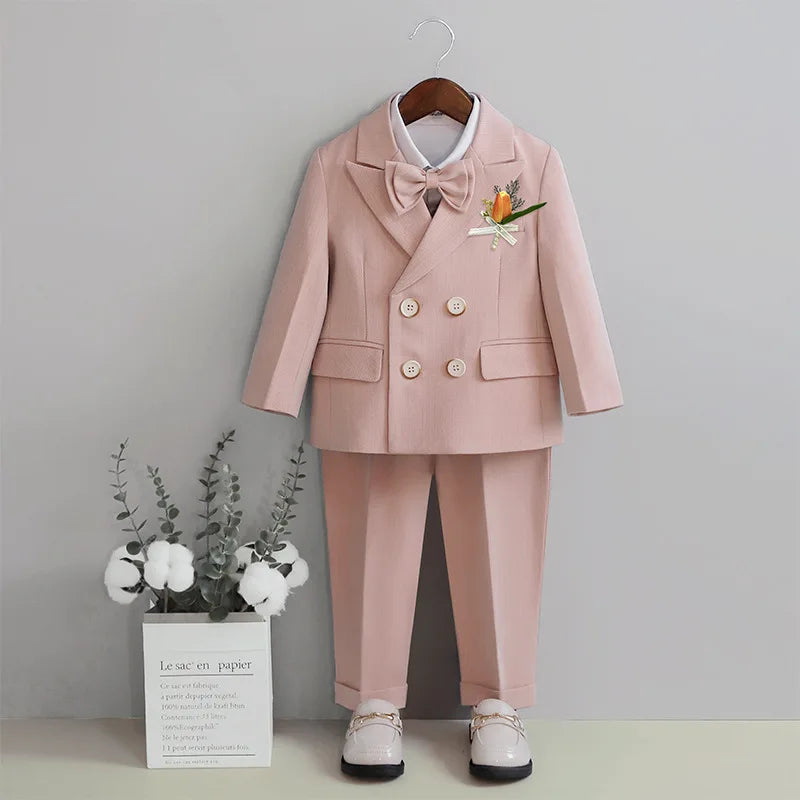 Light Blue Kids Formal Suit Set Double Breasted Design For Boys Elegant Occasion Wear Ideal For Wedding Recital Graduation