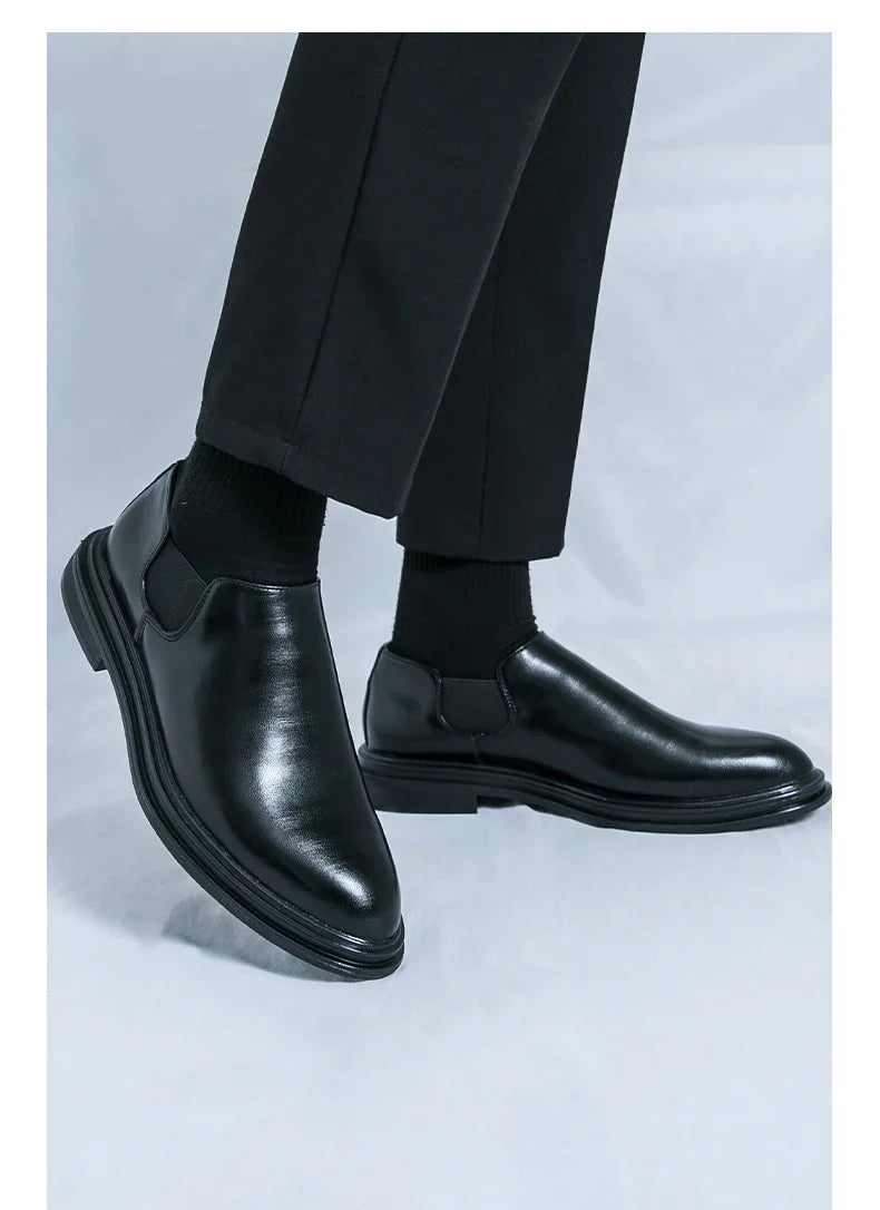 Men's riding boots British low-top short leather boots men's business formal leather shoes genuine leather casual Chelsea boots