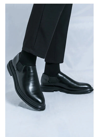 Men's riding boots British low-top short leather boots men's business formal leather shoes genuine leather casual Chelsea boots