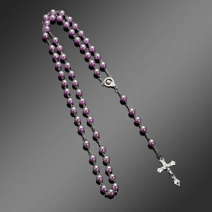 Fashion Vintage Cross Necklace Rosary Beads Chain Jesus Crucifix Virgin Mary Pendant Chain Jewelry Necklace