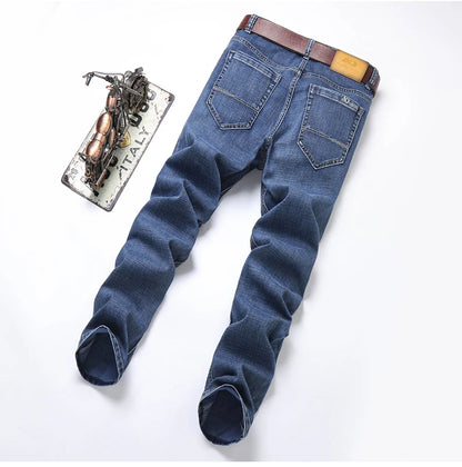2026 Brand New Men  Straight Blue Gray Jeans Business Fashion Classic Style Cotton Stretch Denim Pants Male Brand Trousers