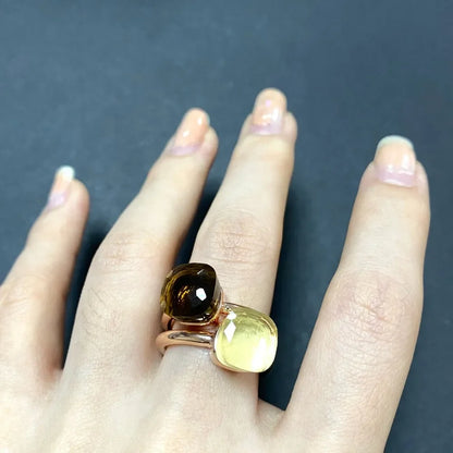 2Pcs/Set Fashion Stacked Candy Ring Women Mix Color Crystal Jewelry 30 Colors Trendy Gift for Valentine's Day