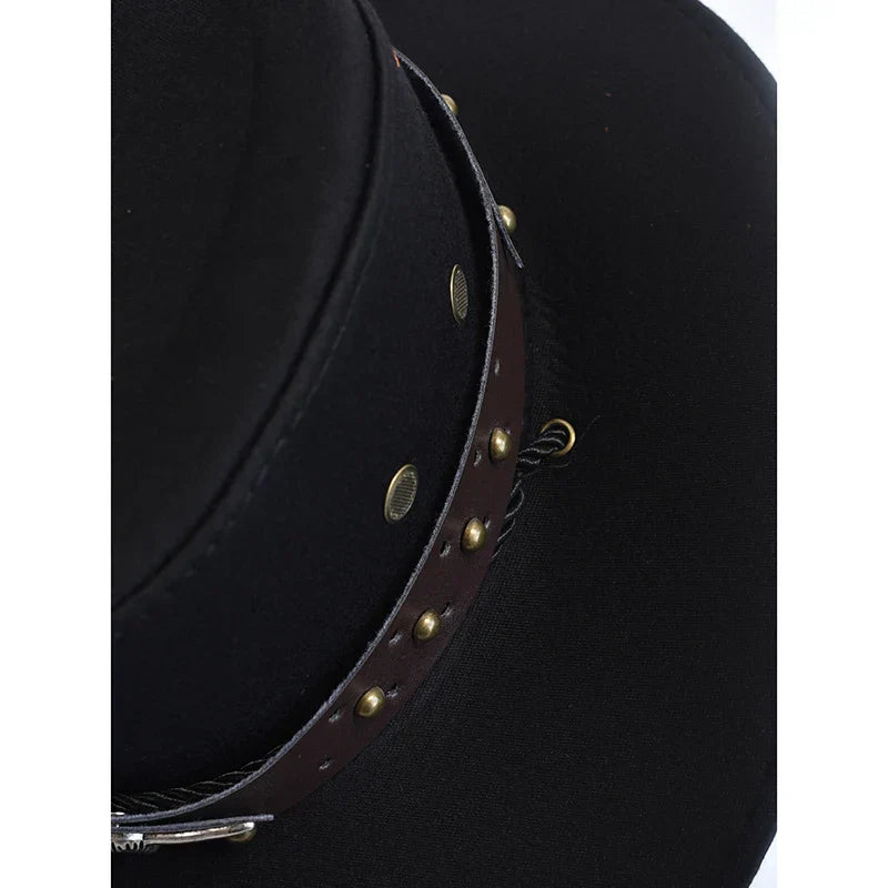 New Artificial Suede Western Cowboy Hats Vintage Big-edge Gentleman Cowgirl Jazz Hat Holidays Party Cosplay Hat