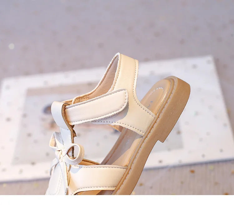 Girls Summer Sandals Toe-covered Anti-kick 2025 Brand New Children Flat Sandals Princess INS Hot Trend Toddler Clog Shoes I03055