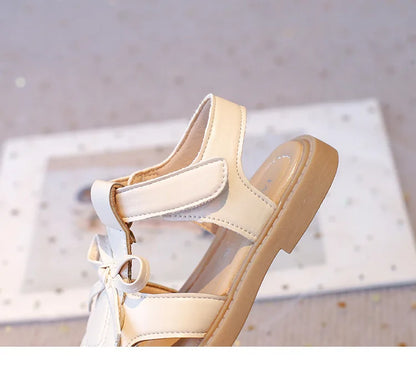 Girls Summer Sandals Toe-covered Anti-kick 2025 Brand New Children Flat Sandals Princess INS Hot Trend Toddler Clog Shoes I03055