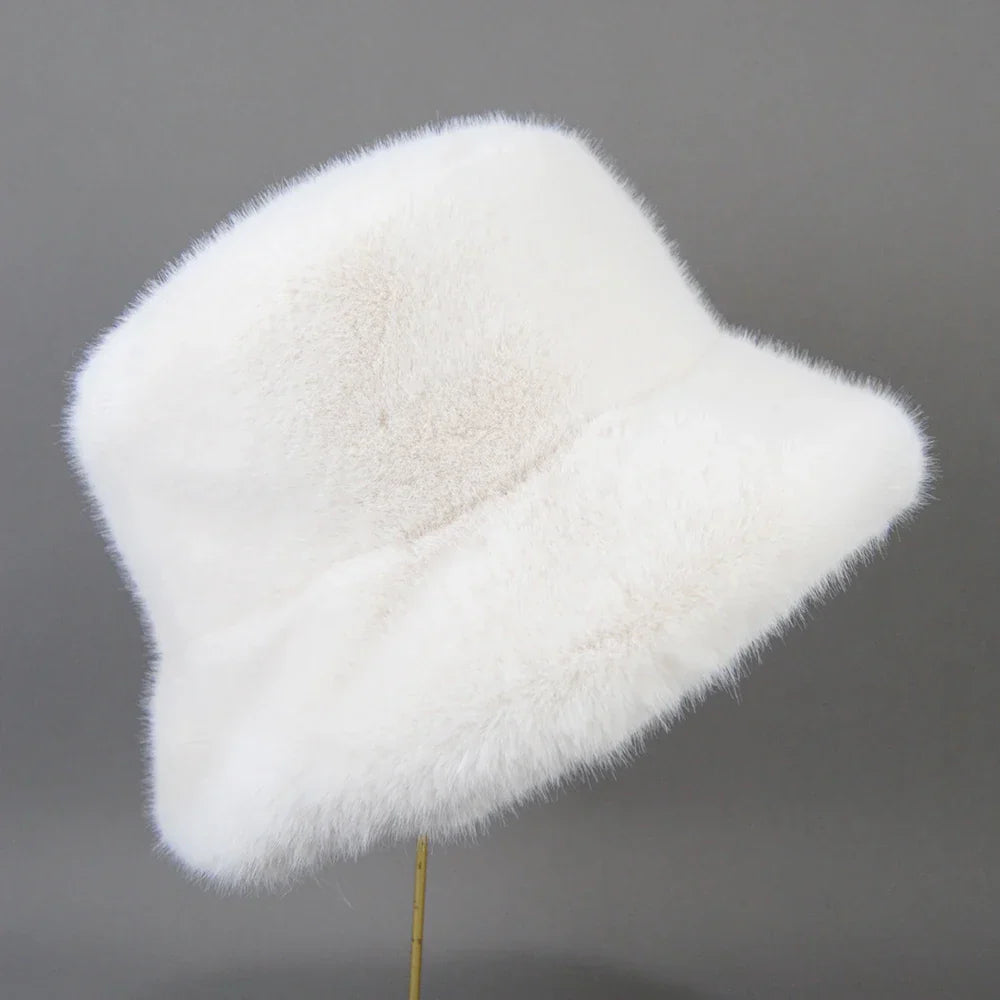 False Mink Fur Berets Elegant Women's Winter Caps New Design Fashion Artificial Fur Hats Knitted Warm False Mink Fur Beanies Hat