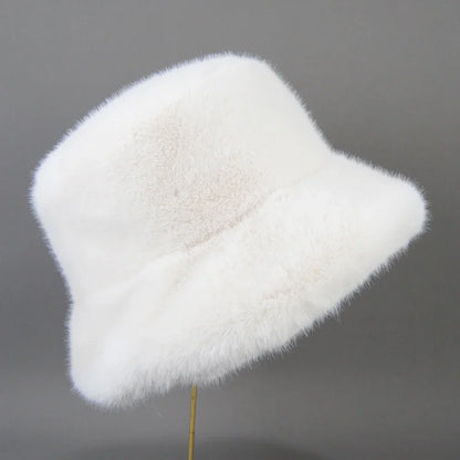 False Mink Fur Berets Elegant Women's Winter Caps New Design Fashion Artificial Fur Hats Knitted Warm False Mink Fur Beanies Hat