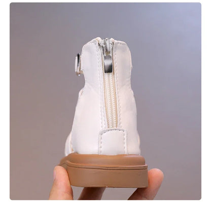 British Style Children's Sandals Girl 2024 Summer Kids Hollow-out Beach Shoes Fashion Causal Girls High-top Simple Roman Sandals