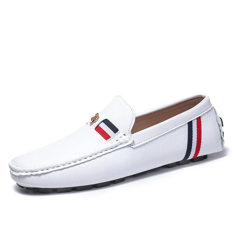 White Loafers Mens Black Leather Loafers for Man Casual Slip on Moccasins Men Comfy Moccasin Driving Shoes for Men