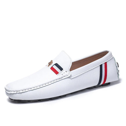 White Loafers Mens Black Leather Loafers for Man Casual Slip on Moccasins Men Comfy Moccasin Driving Shoes for Men