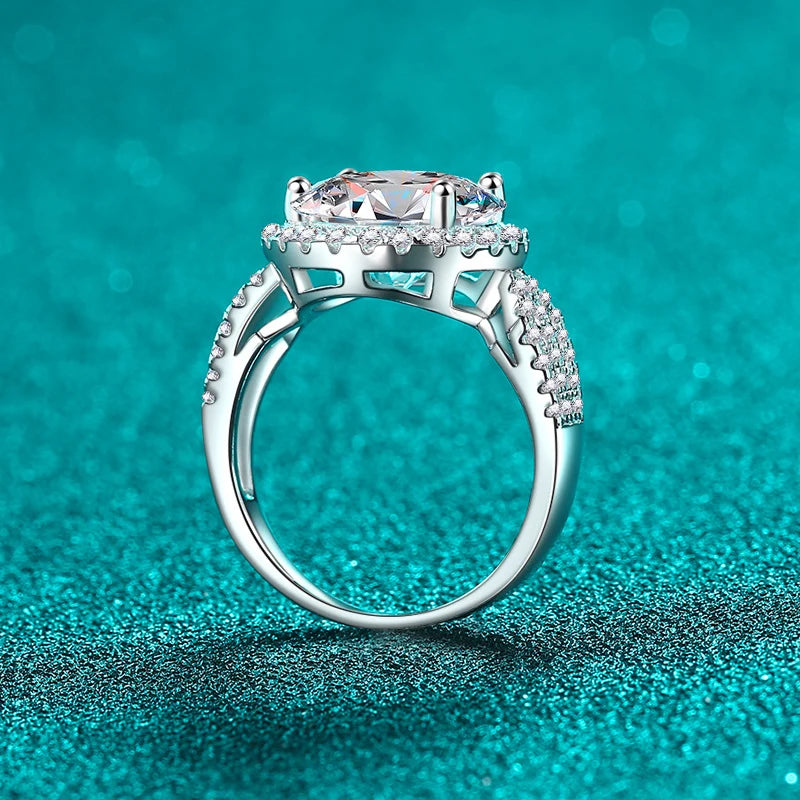 5ct D Color Moissanite Engagement Ring S925 Sterling Silver with White Gold Plated Luxury Wedding Ring for Women Jewelry