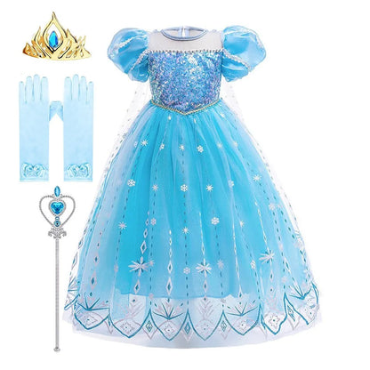 Fantasia Infantil de Rainha da Neve para Crianças, Cosplay da Elsa, Apresentação, Lantejoulas, Disfarce, Vestido Elegante de Princesa para Festa de Meninas, Fantasia de Halloween