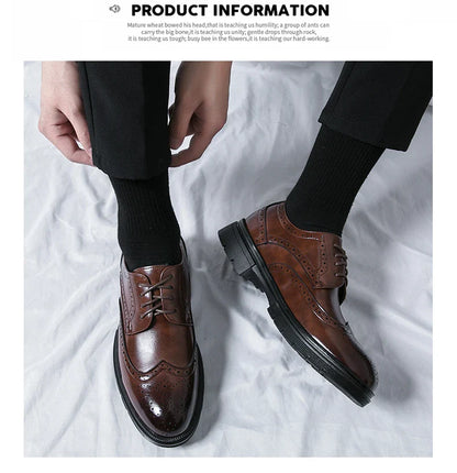 Brown Handmade Leather Men 2026 Oxford Shoes Black Leather Man Formal Classic Brogue Business Shoes Chaussure Homme
