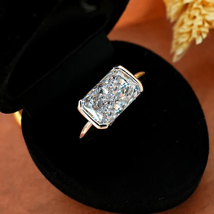 Vintage style broken ice cut 925 silver ring 7 * 11 high carbon diamond cube candy INS diamond ring light luxury gift