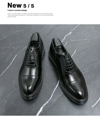 Men Genuine Leather Shoes Fashion Men Comfortable Daily Business Casual Formal Lace-up Men Dress Footwear Shoes Chaussure Homme