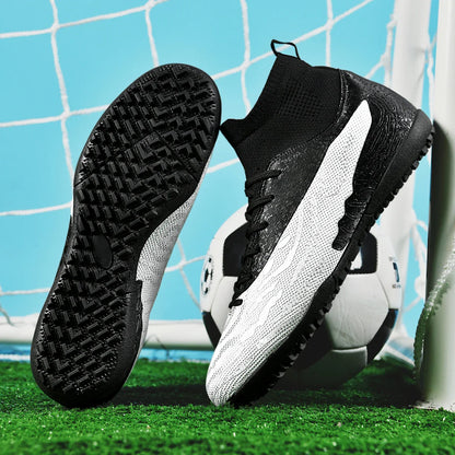 Men & Women TF Stud Football Boots, Anti-slip, Leather Material, Suitable for Student & Adult Training, Artificial & Natural Gra
