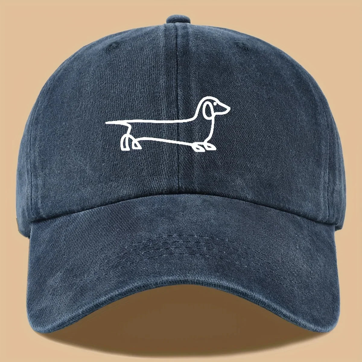 Simple dog print baseball cap, versatile for both men and women, suitable for outdoor travel as a hat for pet enthusiasts