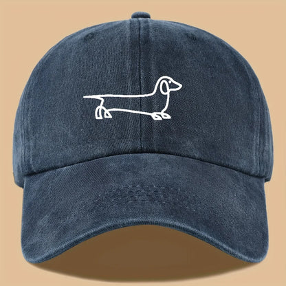 Simple dog print baseball cap, versatile for both men and women, suitable for outdoor travel as a hat for pet enthusiasts