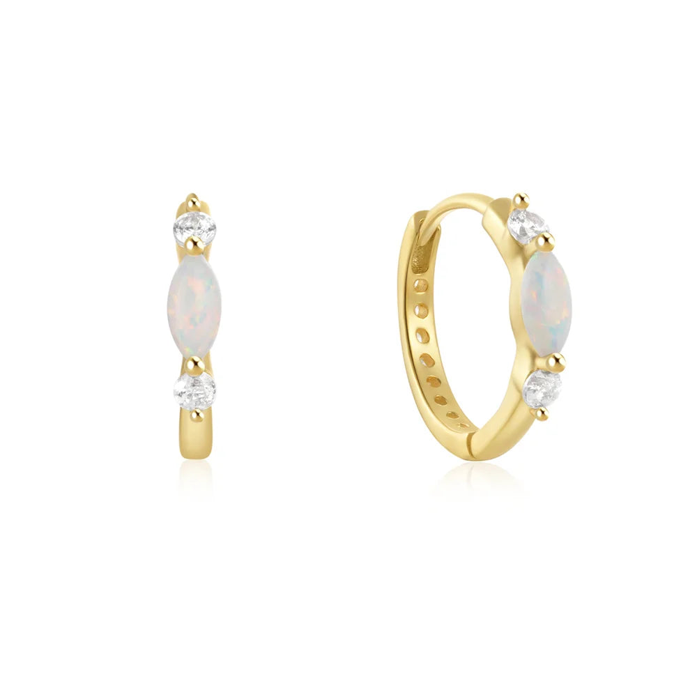 925 Sterling Silver White Zircon Opal Earrings For Women Girl Wedding Engagement Jewelry Delicate Ear Buckle jewelry