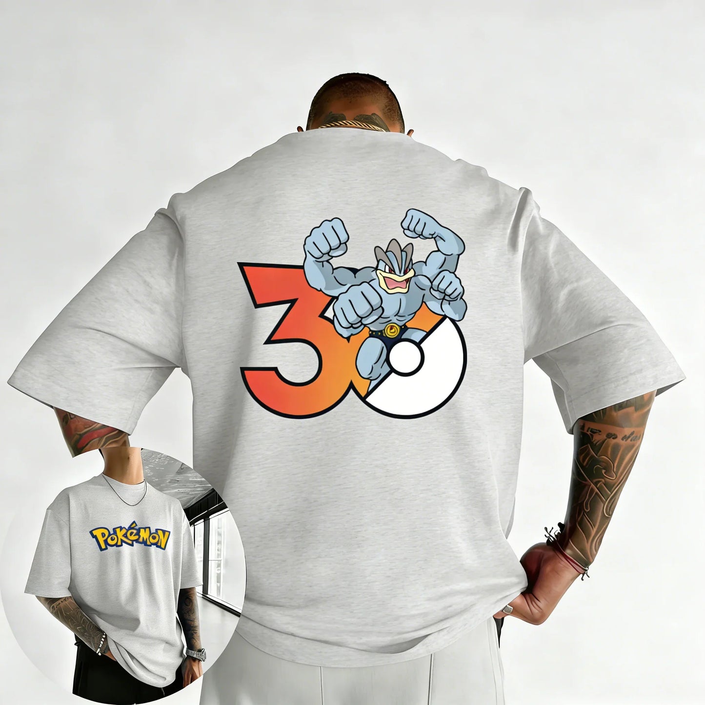 30th Anniversary Machamp Printed T-shirt Summer New Men's and Women's Loose Casual Hip Hop Trendy Short Sleeve Top
