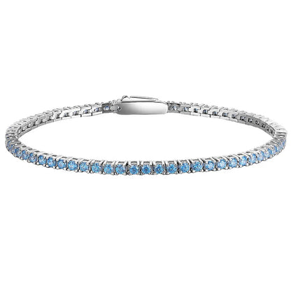 Full 2mm Violet Pink Blue White 5A Zircon Tennis Bracelet for Woman S925 Silver High Carbon All Colored Gemstone Bracelets