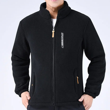 Winter Thicken Polar Fleece Jacket Warmth Windproof Full Zip Up Coat Multiple Zipper Pockets Outdoors Plus Size Jackets Outwear