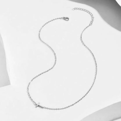 Stainless Steel Delicate Vintage Cross Pendant Necklace Simple Fashion Faith For Women Jewelry Daily Commuter With