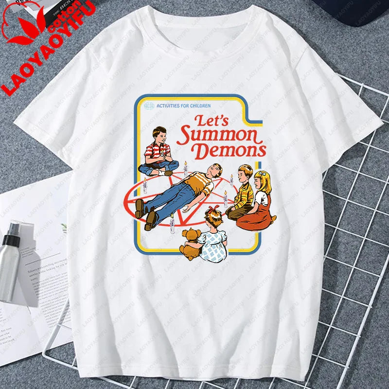 Let's Sacrifice Toby Horror Satanist Graphic Tops Unique Creative Cartoon Streetwear Unisex Scary Short-sleev Tee Ropa Hombre
