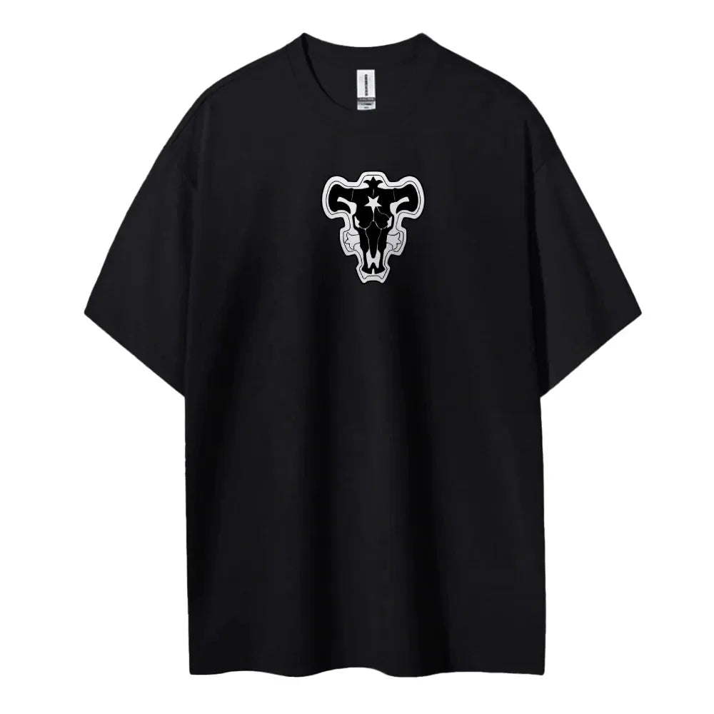 Black Clover T-shirt Men's Pure Cotton Casual  Round Neck T-shirt Short Sleeve Clothing Summer Sports Casual Short Sleeve Top