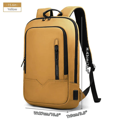Thin Male Work Backpack Multifunctional Fashion 15.6 In Laptop Backpack Casual Waterproof Business Travel Daypack