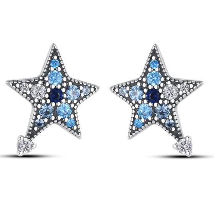 925 Silver Charms Plata De Ley 925 Jewelry Women Fashion Cute Tiny Clear Crystal CZ Stud Earrings Star Starfish Dolphin Earrings