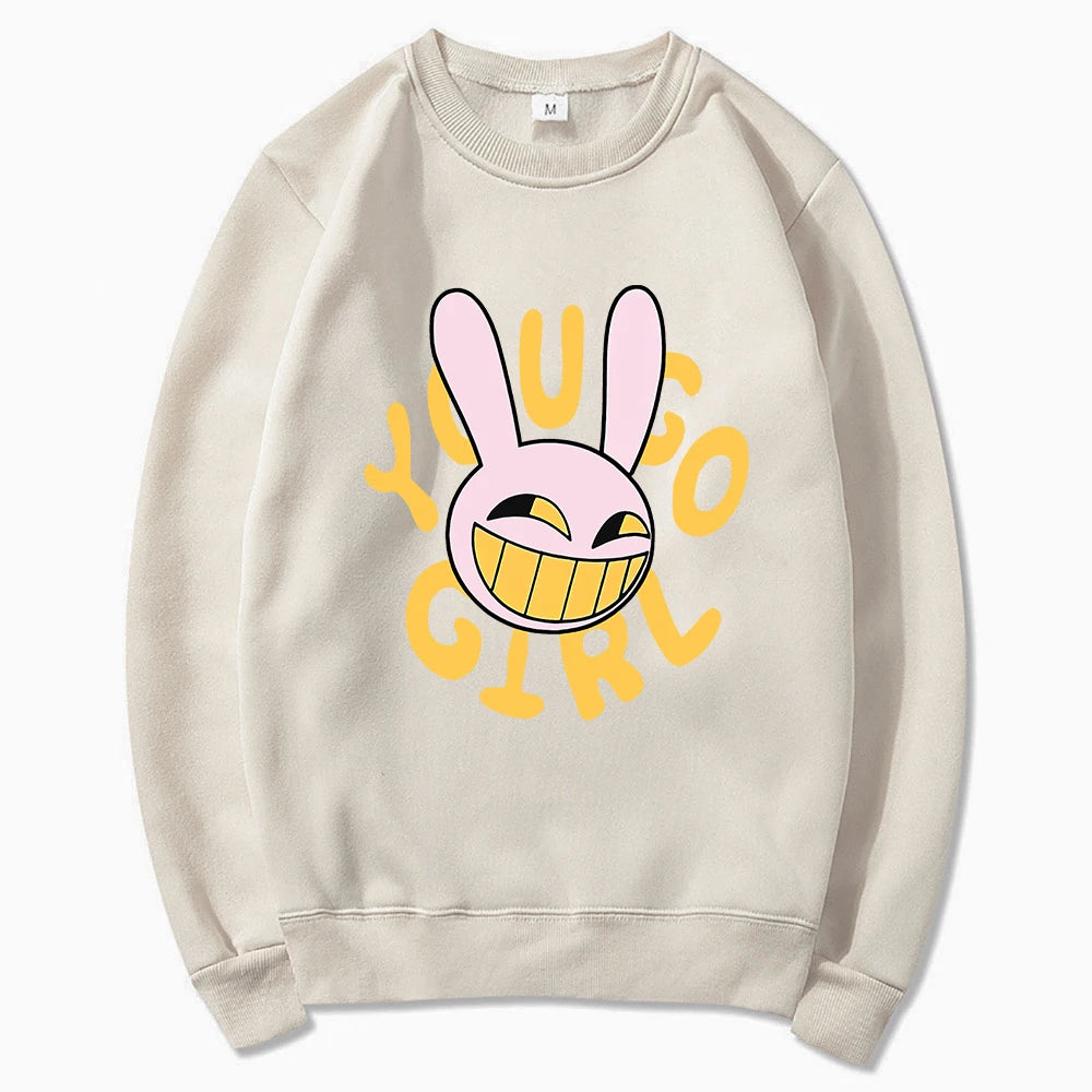 Hoodie Fashion Women Harajuku Funny Cute Rabbit Hoodie Unisex Cartoon Vintage Pullover Sweatshirt
