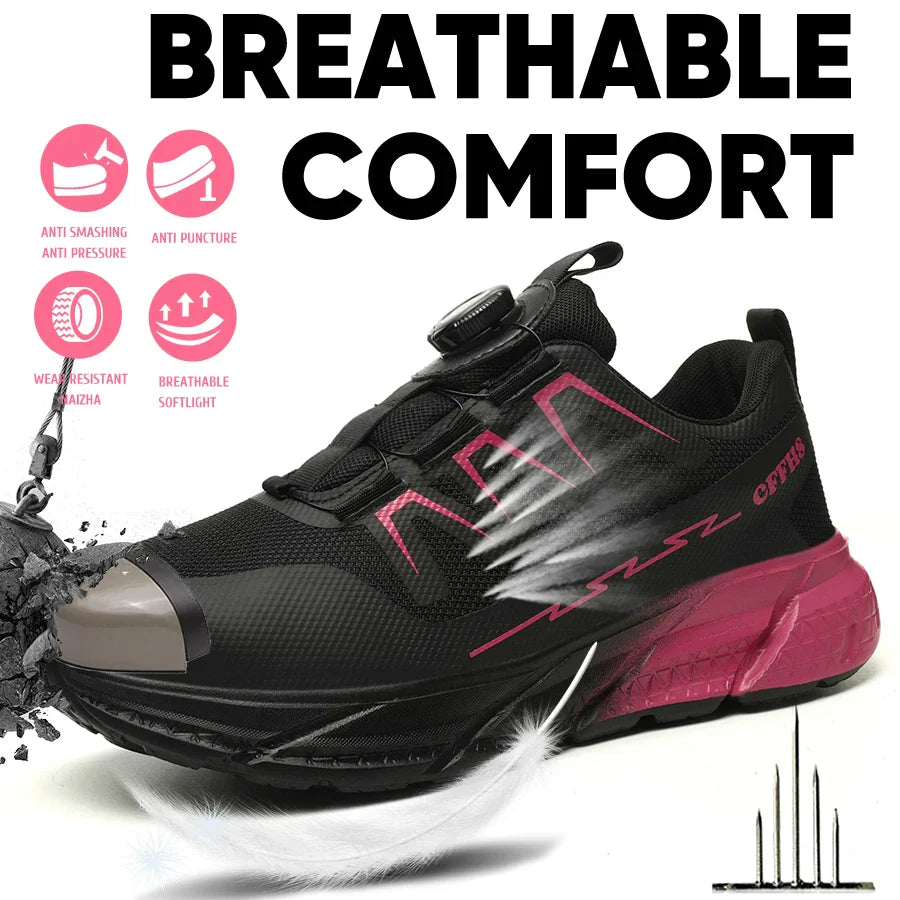 Fashion Security Boots Lightweight With Steel Toe Safety Shoes New Breathable Women Work Sneakers  Puncture-proof Women Boots