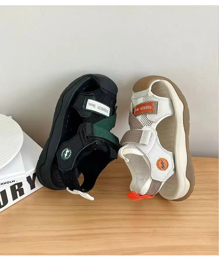 Boys' Sandals Children's Toddler Shoes 1-12 Years Beige Children's Beach Sandals Black Versatile Casual Kids' Sports Sandals