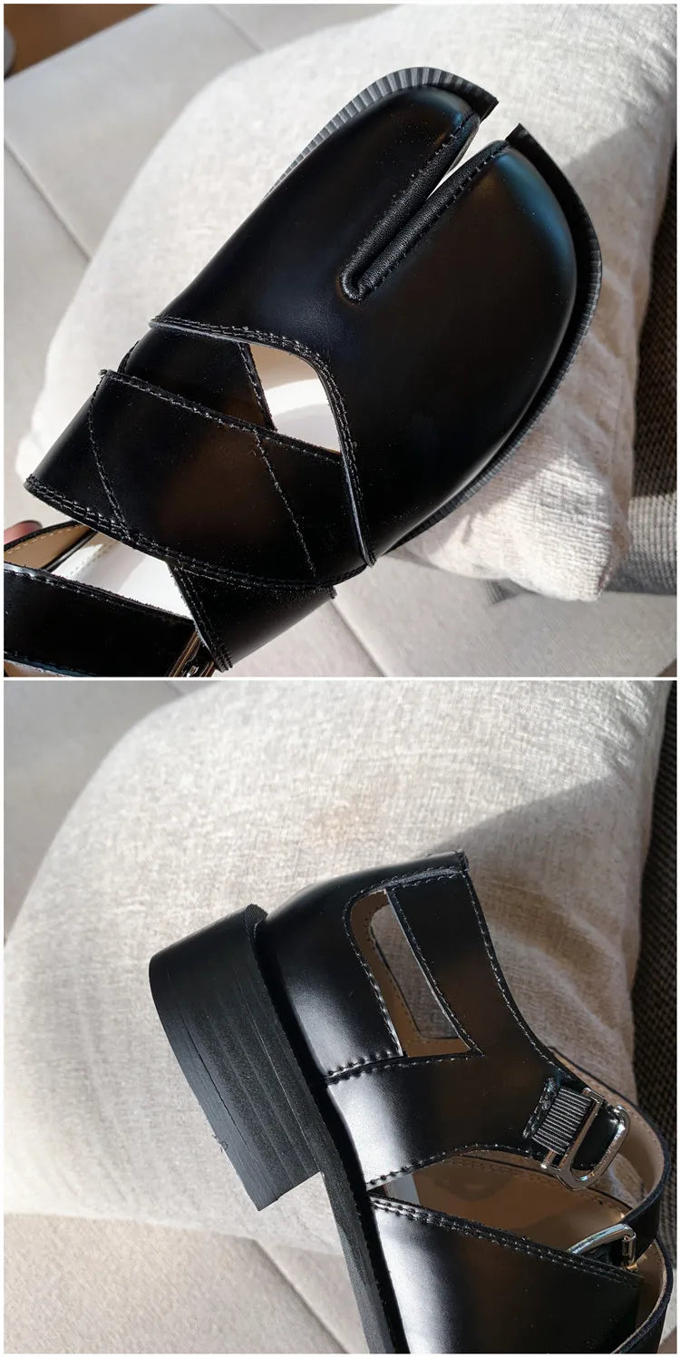 Fashion Women's Shoes New High Quality Leather Split Toe Mary Jane Shoes Comfortable Low Heel Women Shoes Lolita