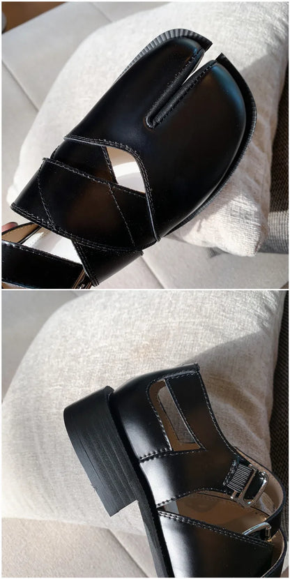 Fashion Women's Shoes New High Quality Leather Split Toe Mary Jane Shoes Comfortable Low Heel Women Shoes Lolita