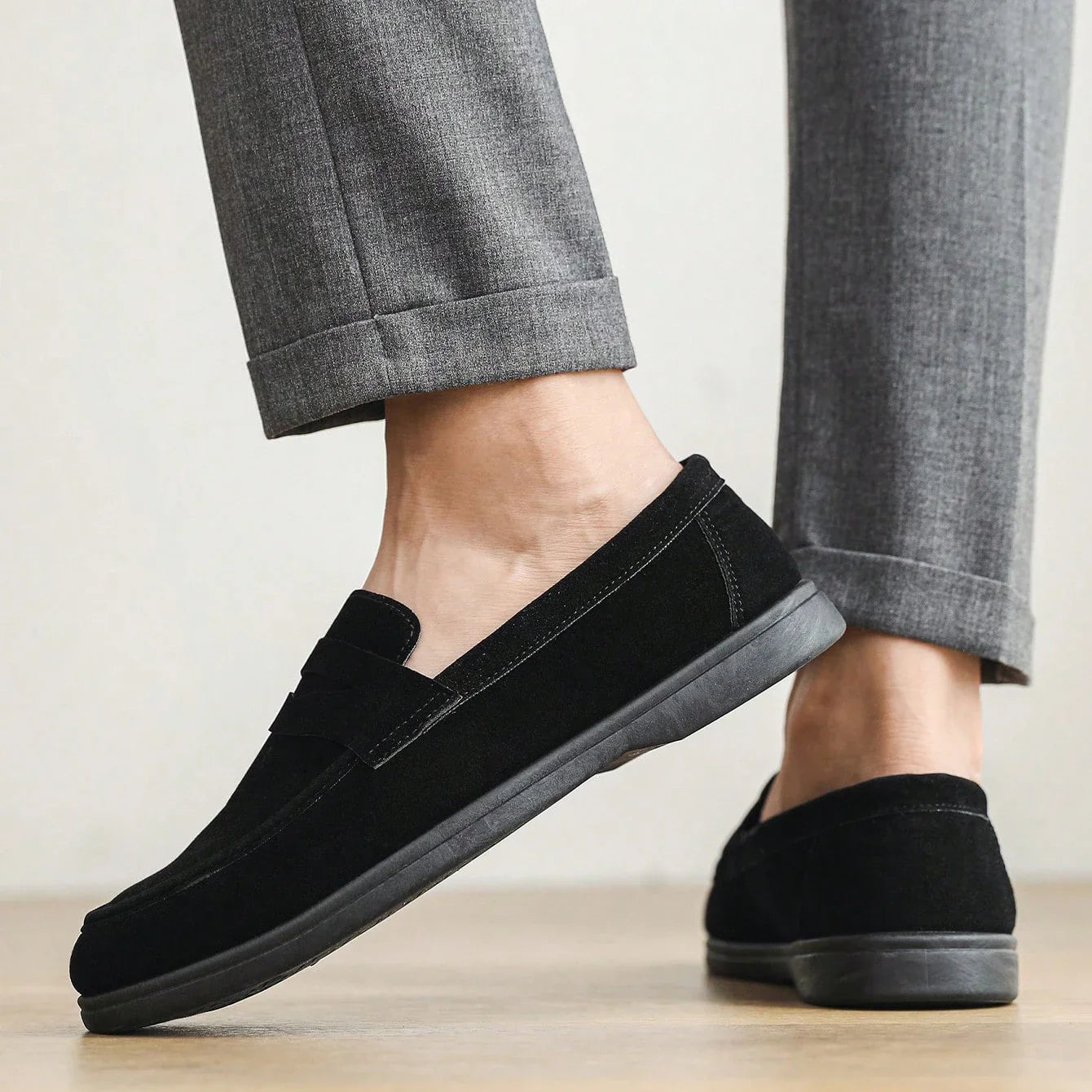 Business Commute Slip On Men's Loafers Preppy Breathable Suede Casual Shoes Outdoor Flats Non Slip Daily Walking Driving Shoes