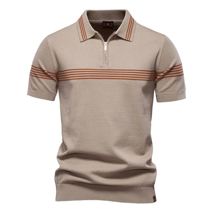 ‌2025 Men's Slim Fit Solid & Striped Business Casual Polo Shirts Breathable Short Sleeve Comfort Top for Office Social Summer