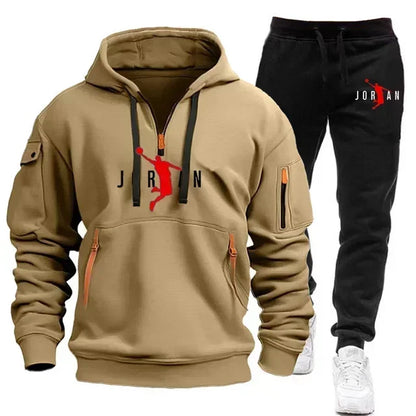 2025 New Autumn and winter new trend men's blazer + Tracksuit pants Fashion casual jogging print sportswear outdoor sportswear