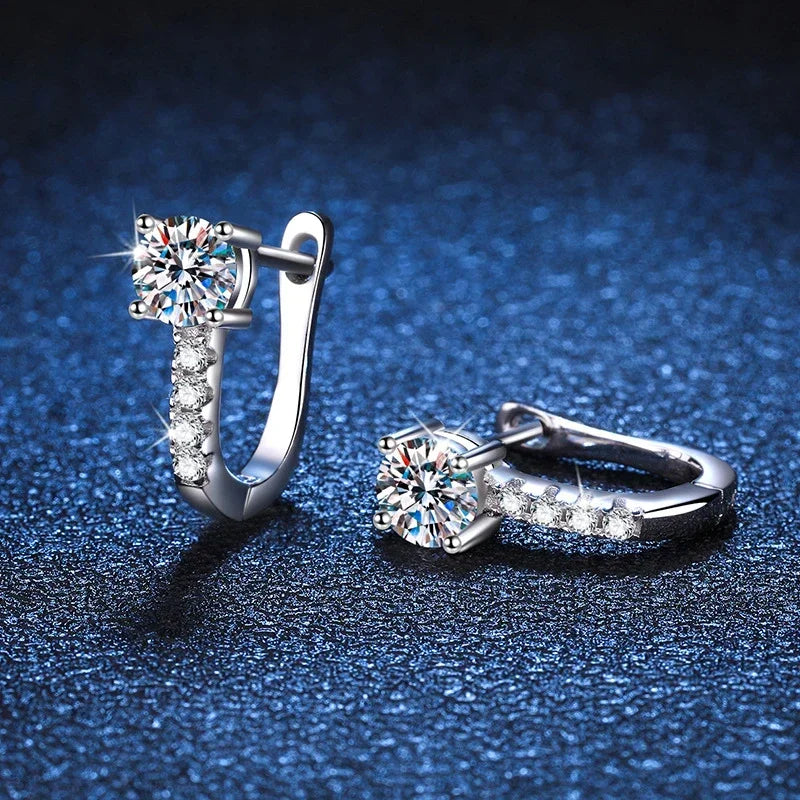 0.5 Carat Moissanite Earrings For Women 925 Sterling Silver Ear Stud Hoops Sparkling Diamond Earring Wedding Fine Jewelry