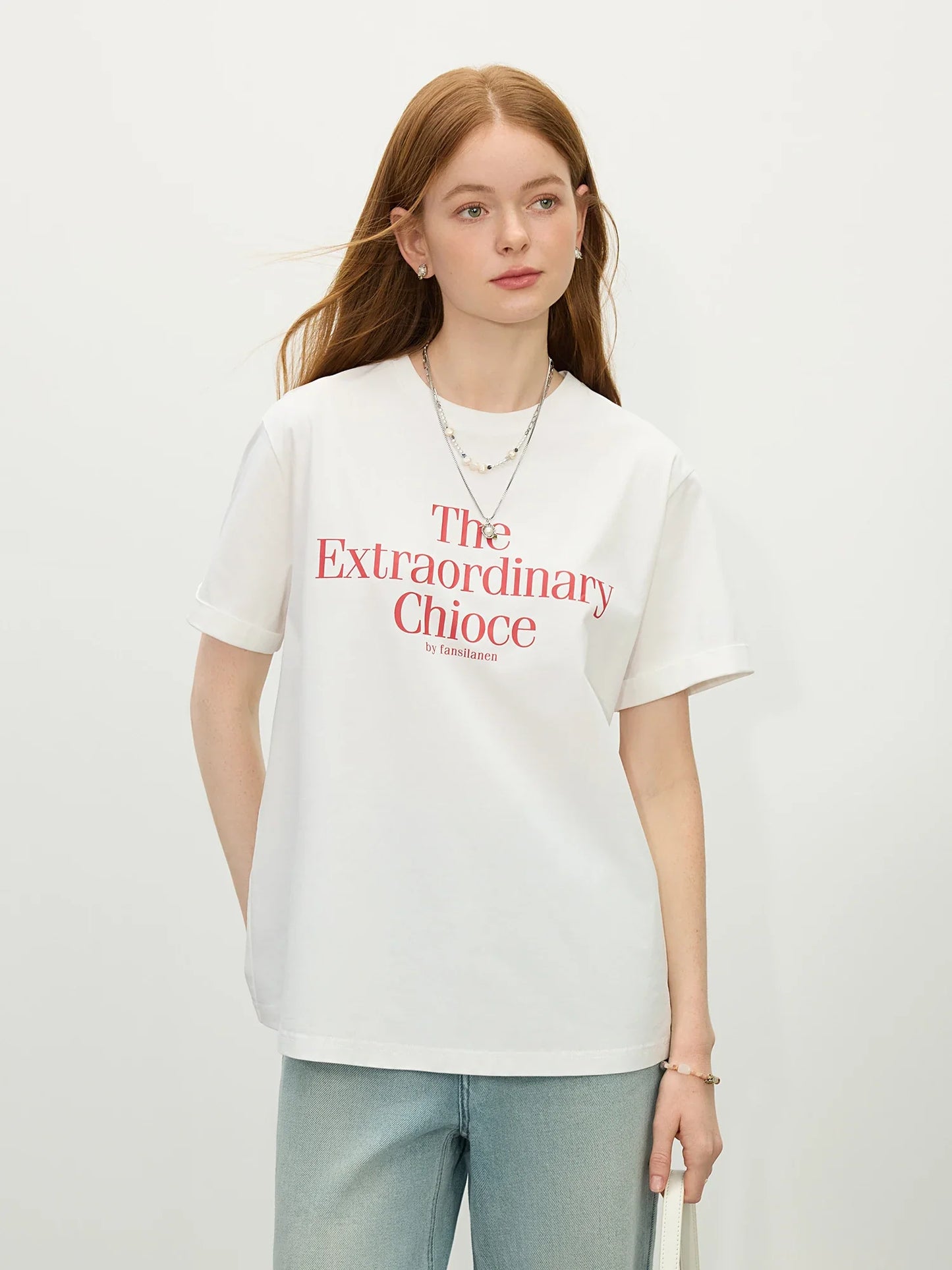 Round Neck Casual All-match Letter Short-sleeved T-shirt for Women 2025 Summer Vacation Season Fashionable Top 25FS12211