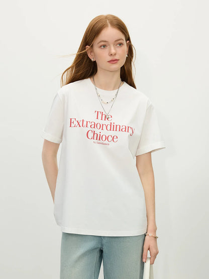 Round Neck Casual All-match Letter Short-sleeved T-shirt for Women 2025 Summer Vacation Season Fashionable Top 25FS12211
