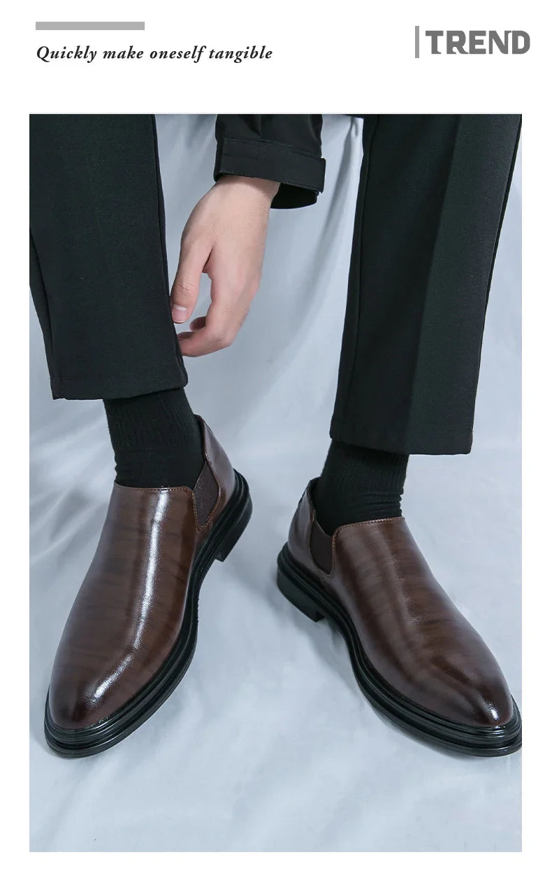 Men's riding boots British low-top short leather boots men's business formal leather shoes genuine leather casual Chelsea boots