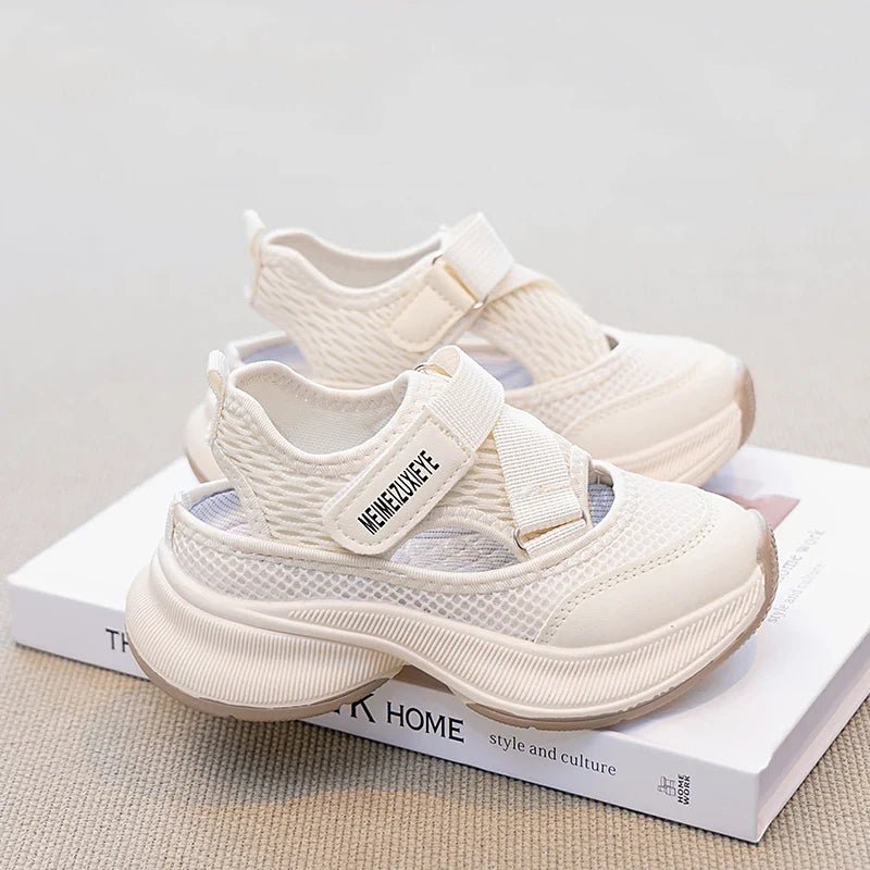 Boys Girls Sports Sandals Rotating Button Students Sneakers Hollowed-out Summer New Students Running Shoes Mesh Breathable
