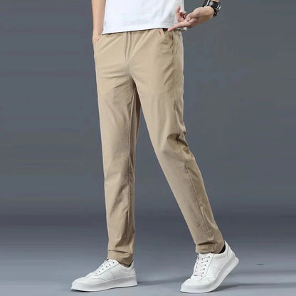 Men Summer Thin Casual Pants Trendy Fashion Classic Solid Color Versatile Straight Trousers Breathable Daily Outdoor Streetwear