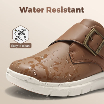 Sapatos masculinos de couro, sapatos largos para pés inchados, sapatos masculinos diabéticos para caminhada, para negócios e caminhadas ao ar livre