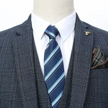 Linen Suit (Blazer+ Vest+Pants) Men's Fashion Hosts British Style Work Business Wedding Casual Art Style Elegant Gentleman Suit