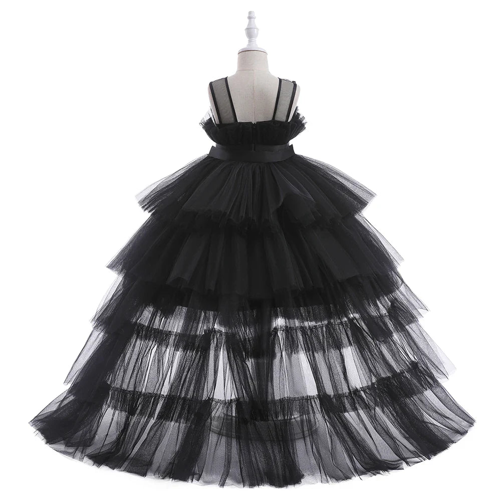 Elegant Tulle Bridesmaids Party Girls Dresses Summer Baptism Birthday Wedding Prom Princess Dress for Girl Christmas Kids Clohes