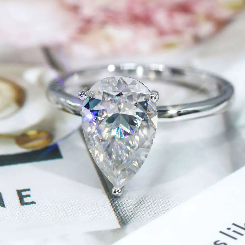 1-4ct Pear Cut Moissanite Engagement Rings for Women D VVS1 Diamond with GRA s925 Sterling Silver Promise Wedding Ring