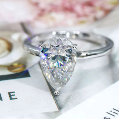 1-4ct Pear Cut Moissanite Engagement Rings for Women D VVS1 Diamond with GRA s925 Sterling Silver Promise Wedding Ring